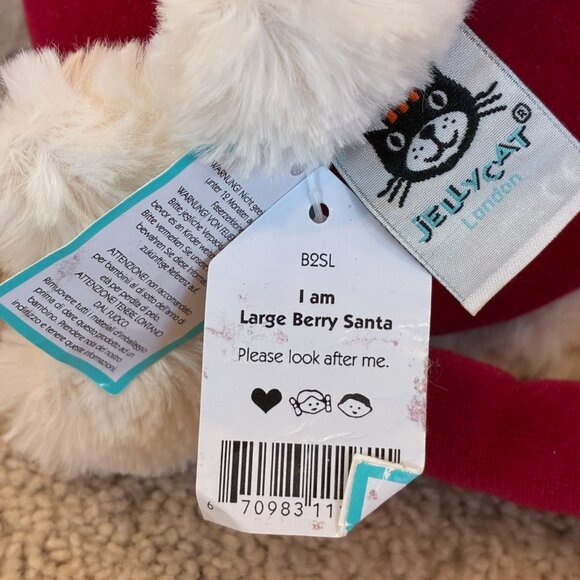 NWT RARE Large Berry Santa Jellcat Plush Toy - Picture 9 of 10